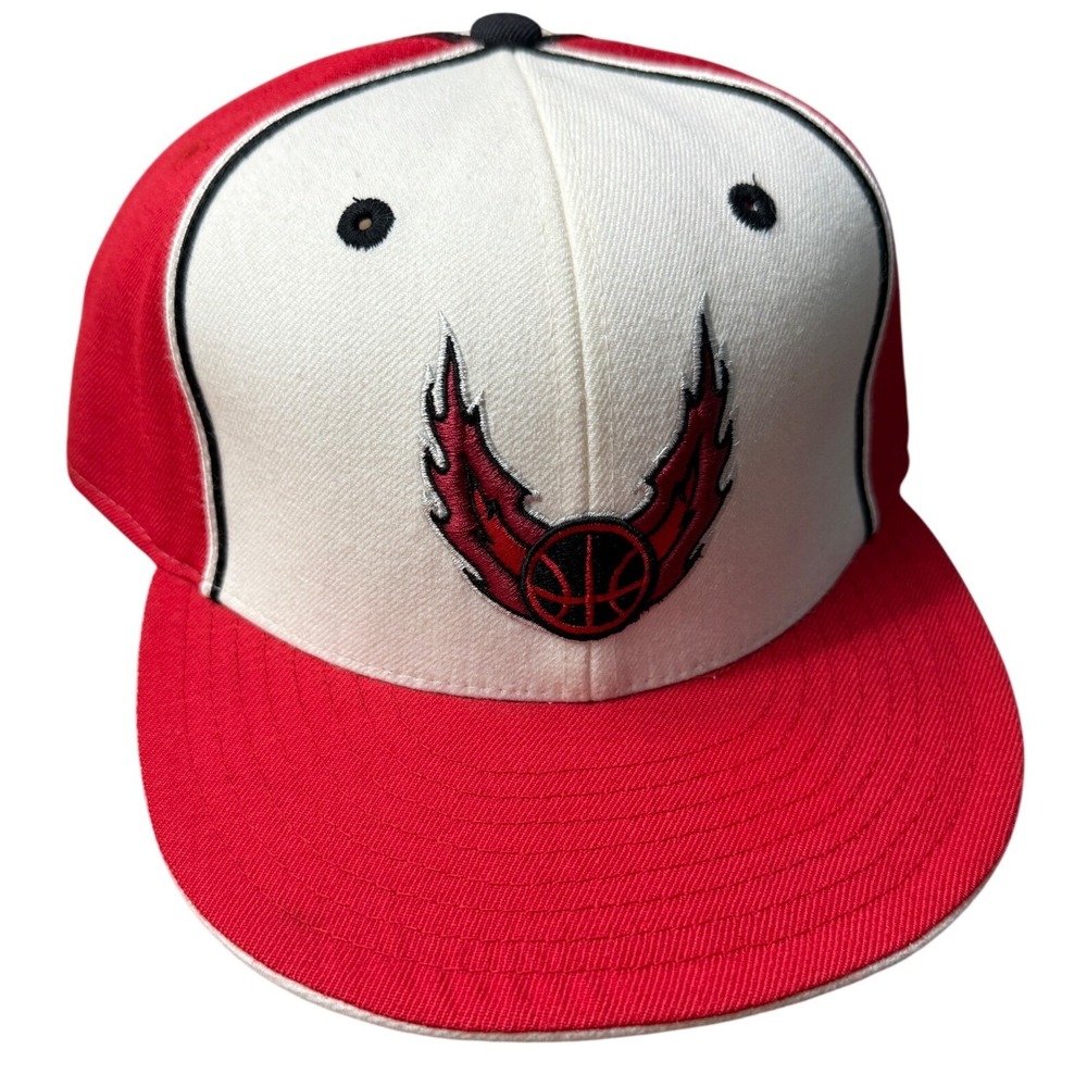 Reebok Portland Trail Blazers Hat Mens 7 3/8 Red White NBA Fitted Flat Bill Cap